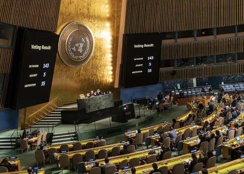 ANO Ģenerālā asambleja nosoda Krievijas īstenoto Ukrainas zemju aneksiju