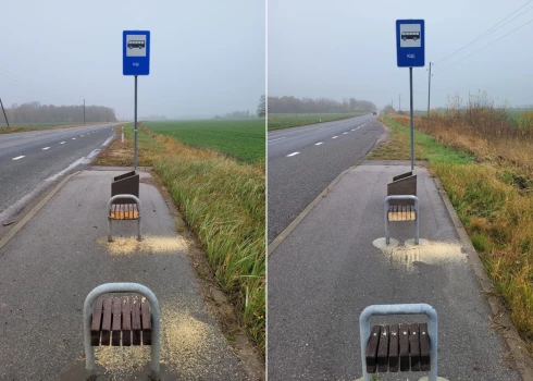 Zemgalē vairāku autobusu pieturvietās soliņiem izzāģēti dēļi (latas), tā akciju sabiedrībai “Latvijas Valsts ceļi” nodarot zaudējumus vairāk nekā 1150 eiro vērtībā (attēlā – autobusu pietura “Kāļi” Lestenes pagastā). 