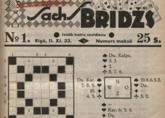 Nedēļas žurnāla “Krustamīkla. Šahs. Bridžs” pirmais numurs 1933. gada 11. novembrī. 