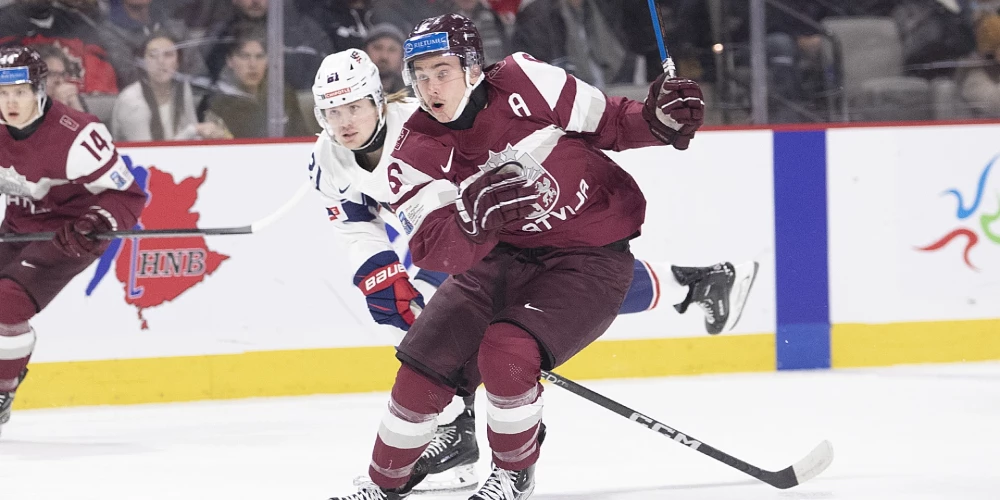 Latvijas junioru hokeja izlase pasaules čempionāta pirmajā mačā zaudē ASV
