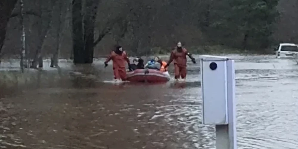 В Адажи Гауя подтопила частные дома. (Фото: Ādažu pašvaldības policija)