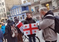 VIDEO: pie Gruzijas vēstniecības noritējis mītiņš smagi slimā Mihaila Saakašvili atbalstam