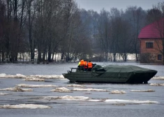 Plūdi Jēkabpilī, kur ūdens līmenis Daugavā 14. janvāra rītā sasniedzis 8,91m. (foto: Jēkabpils novada pašvaldība / LETA)