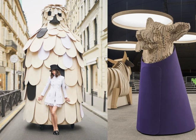 Гигантские деревянные скульптуры на показе Chanel привлекли внимания больше, чем сам показ