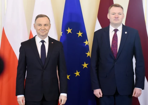Президент Польши Анджей Дуда и спикер Сейма Латвии Эдвард Смилтенс 