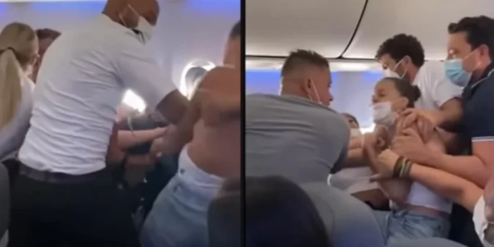 VIDEO: masu kautiņā lidmašīnā izģērbj sievieti