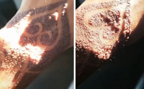 TikTok-блогерша показала жуткую аллергическую реакцию на татуировку. Посмотрите, как это выглядит