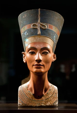 Karalienes Nefertiti krūšutēls muzejā Berlīnē.