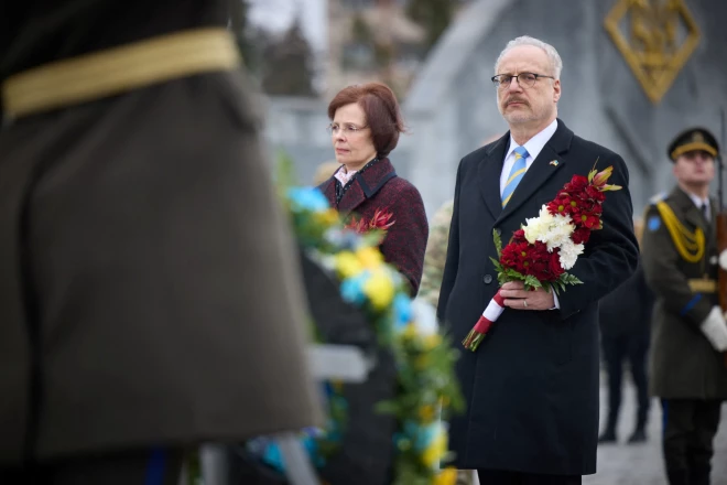 Latvijas prezidents Egils Levits ar kundzi Andru Leviti