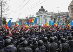 ŠOR atbalstītāju protests Kišiņevas ielās 28. februārī.