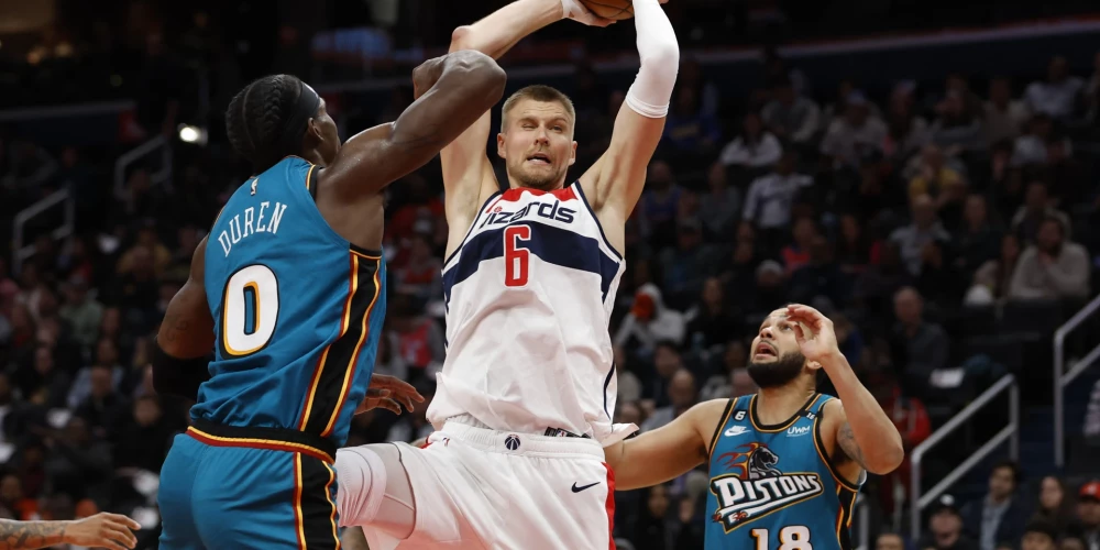 2023. gada 14. marts; Vašingtona, Kolumbijas apgabals, Vašingtonas "Wizards" centrs Kristaps Porziņģis.