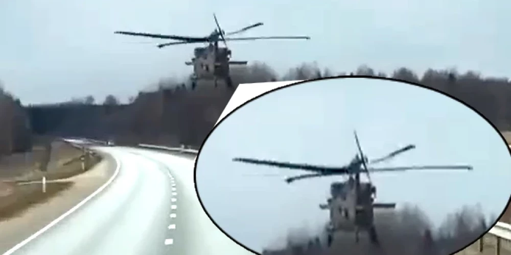 Militārais helikopters bija melnā krāsā, kas nav Latvijas Gaisa spēku lidaparātu krāsa.