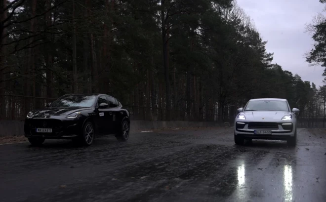 "Porsche Macan" 2.0 uz "Grecale" fona izskatās stingri pieticīgs, it kā nemaz nebūtu no slavenās dinastijas.