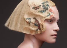 Алексис Феррер (международный креативный художник Wella Professionals). Шиньон из натуральных волос с цифровым принтом из коллекции La Favorite, 2021
