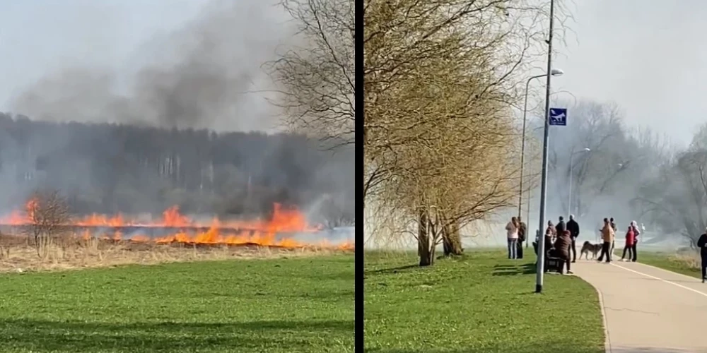 Сухая трава горела в Кенгарагсе, прямо возле променада