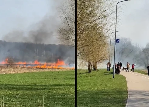 Сухая трава горела в Кенгарагсе, прямо возле променада