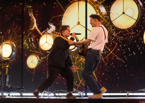 Grupa "Sudden lights" Eirovīzijas dziesmu konkursa mēģinājumā.