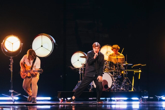 Grupa "Sudden lights" Eirovīzijas dziesmu konkursa mēģinājumā.