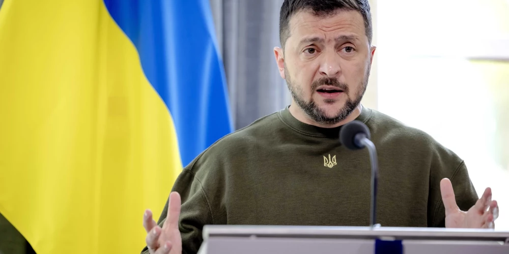 Ukrainas prezidents Volodimirs Zelenskis vizītes laikā Hāgā, Nīderlandē, 2023. gada 4. maijā. 