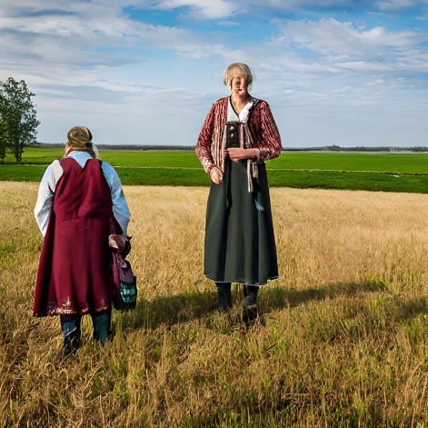 Mākslīgā intelekta radīts foto - Latvijas lauku cilvēki.