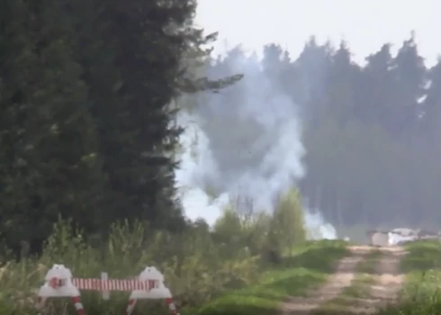 Пожар вспыхнул на территории с неразорвавшимися снарядами. (Фото: скриншот видео)