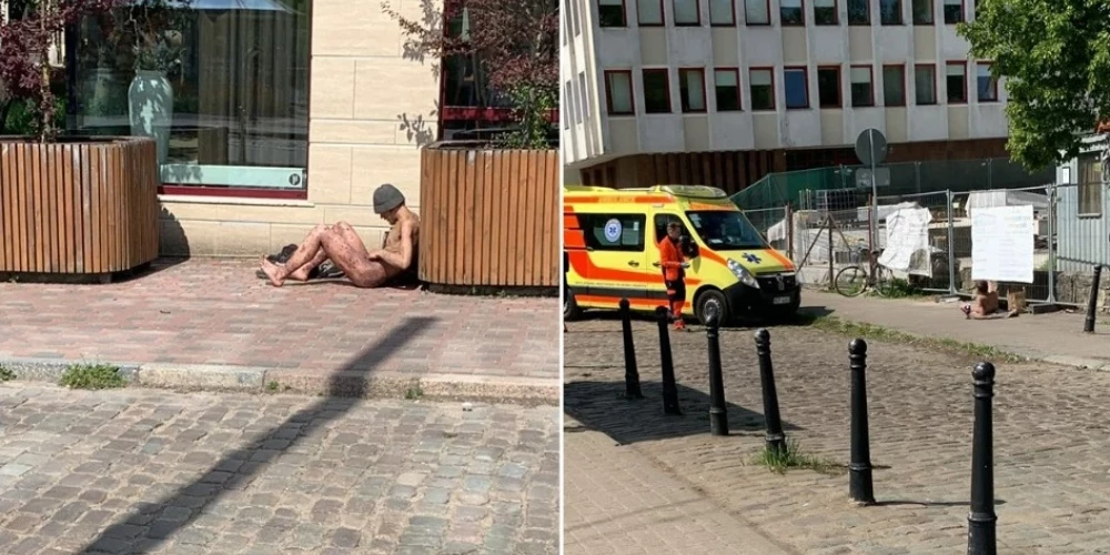 На улице в Риге замечен спящим голый мужчина; полиция приехала на вызов спустя полчаса