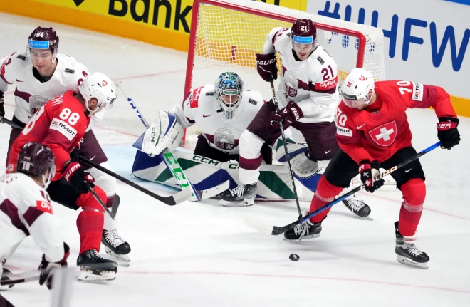 Pasaules hokeja čempionāta spēle starp Latvijas un Šveices valstsvienībām ''Arēnā Rīga''.