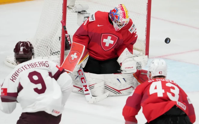 Pasaules hokeja čempionāta spēle starp Latvijas un Šveices valstsvienībām ''Arēnā Rīga''.