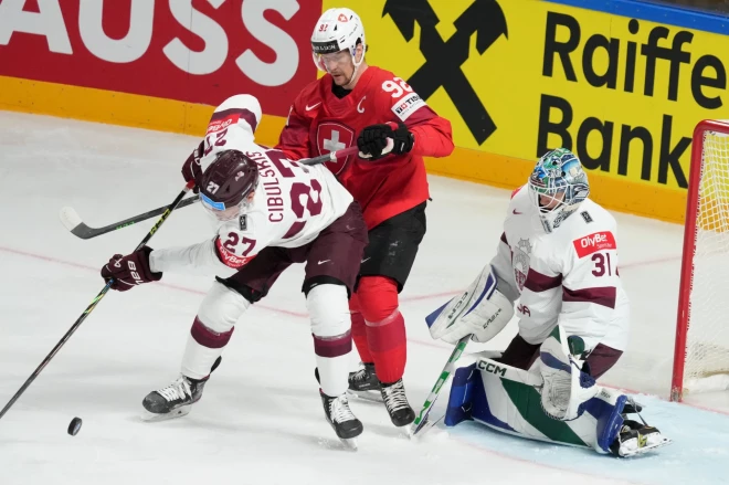 Pasaules hokeja čempionāta spēle starp Latvijas un Šveices valstsvienībām ''Arēnā Rīga''.