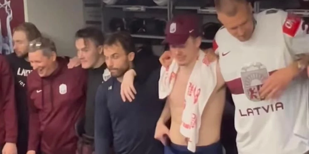VIDEO: Porziņģis pievienojas Latvijas hokeja izlasei emocionālās svinībās