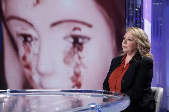 Gisella Cardia televīzijas raidījuma "Porta a Porta", Itālija, 2023. gada 11. maijs.