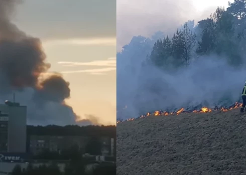 ФОТО, ВИДЕО: крупный лесной пожар возник в районе Вентспилсской нефтебазы; борьба с огнем длилась 6 часов