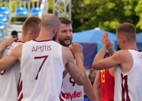 3x3 vīriešu basketbola turnīra spēle starp Latvijas un Spānijas izlasēm III Eiropas spēlēs Krakovā.