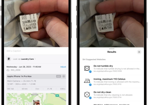 «Визуальный поиск» теперь умеет распознавать значки с инструкциями по стирке. 