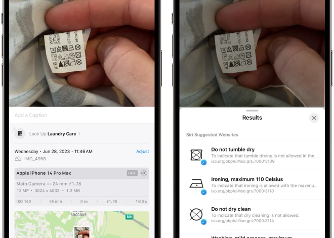 Приложение "Фото" на iPhone теперь может переводить инструкции по стирке с этикеток одежды