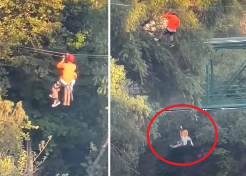ВИДЕО: мальчик упал с высоты 12 метров во время поездки на зиплайне