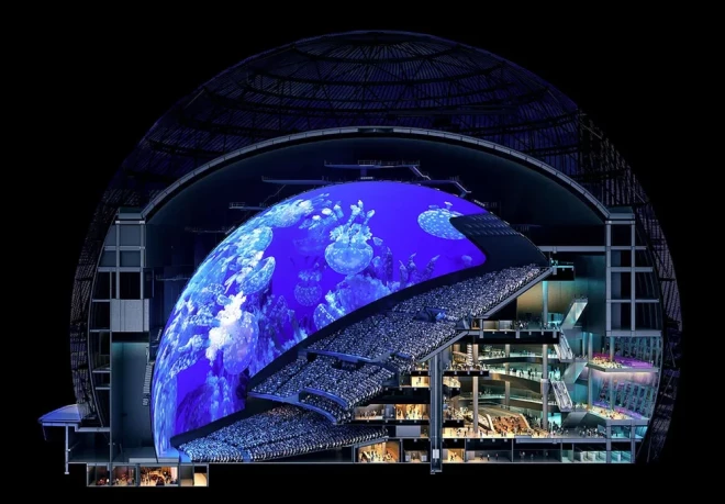 MSG Sphere - это не просто экран. Это еще и самое большое сферическое здание в мире. (Фото: скриншот видео)