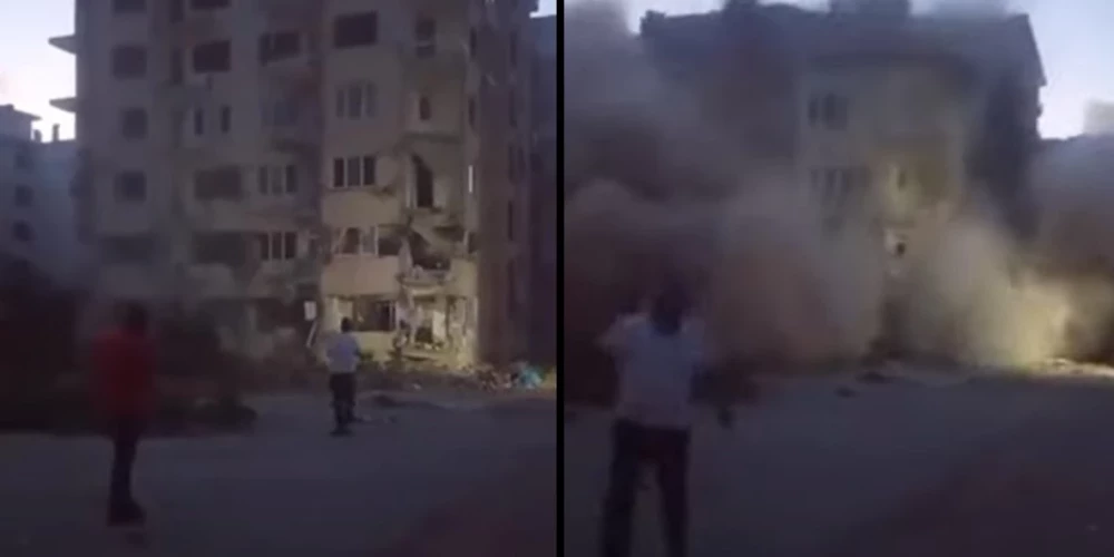 ВИДЕО: мужчина бросил камни в многоэтажный дом и разрушил его