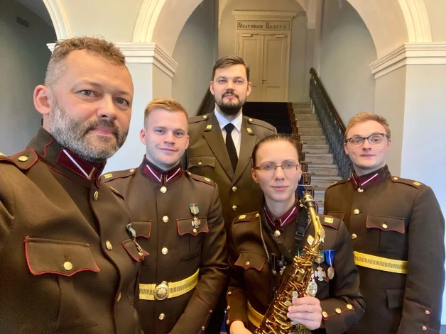 Zemessardzes orķestra muzikanti Edgara Rinkēviča inaugurācijas ceremonijā.