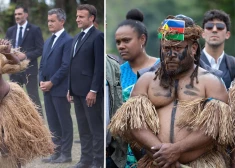 FOTO: jaunkaledonieši sirsnīgi sagaida Emanuelu Makronu