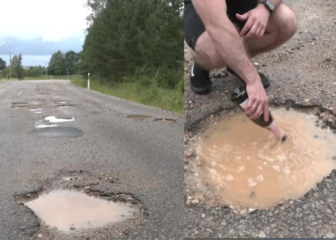 "Впустую потраченные деньги": дорогу под Смилтене открыли с помпой - спустя пару лет это сплошные выбоины