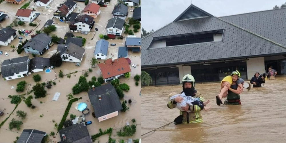 Наводнение из-за проливных дождей началось 4 августа. (Фото: Twitter.com / Словенская армия)