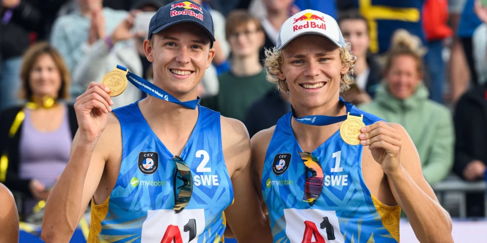 Zviedrijas pludmales volejbolisti Ohmans un Hellvigs nosargā Eiropas čempionu titulu