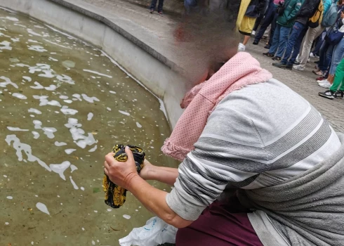 ФОТО: женщина решила постирать свои вещи в фонтане Верманского сада