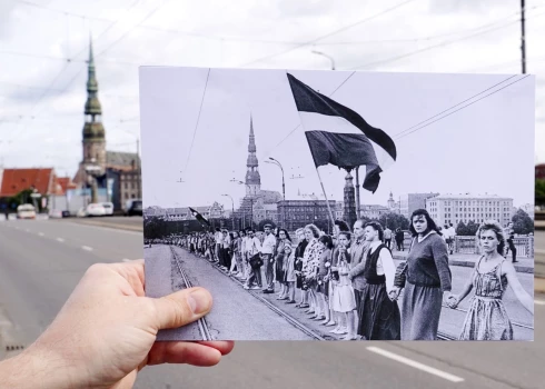 FOTO: Baltijas ceļa 34. gadadiena - toreiz un tagad