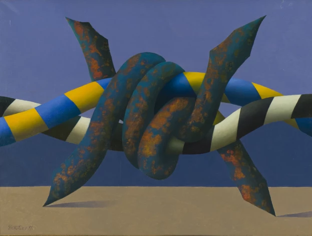 Juris Dimiters (1947, Rīga, Latvija). Dzeloņdrāts. 1991. Audekls, eļļa. 90 x 120 cm