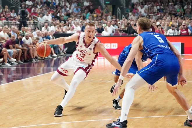 Pārbaudes spēle basketbolā starp Latvijas un Somijas valstsvienībām "Arēnā Rīga''.