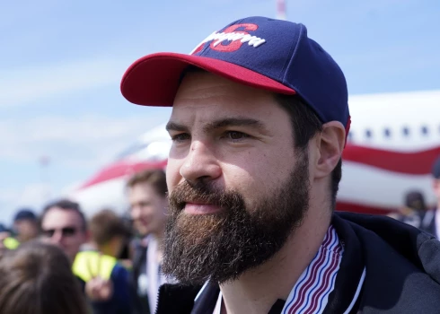 Latvijas hokejists Kaspars Daugaviņš.