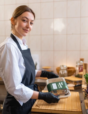 Viena no pirmajām fresh.club pavārēm Luīze Emīlija Baumane virtuvē, kur top individuāli gatavots un veselīgs ēdiens.