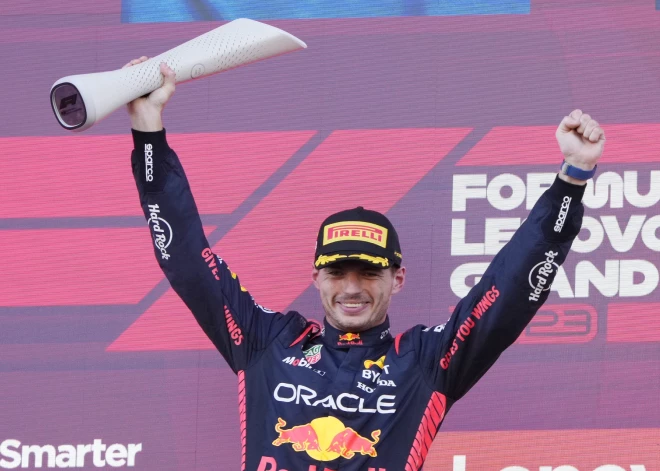 Verstapena 13. uzvara šosezon nodrošina "Red Bull" Konstruktoru kausu